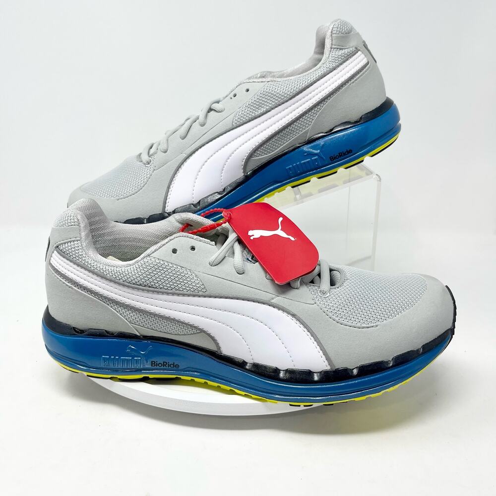 Puma Womens BioRide Gray, White &‎ Blue Athletic cross Country Running Shoe  8.5